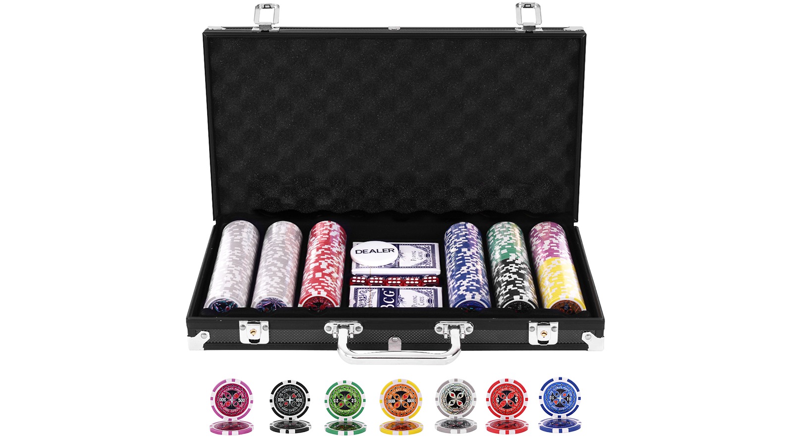 Costway 300 Piece Poker Chip Set with Case - Black