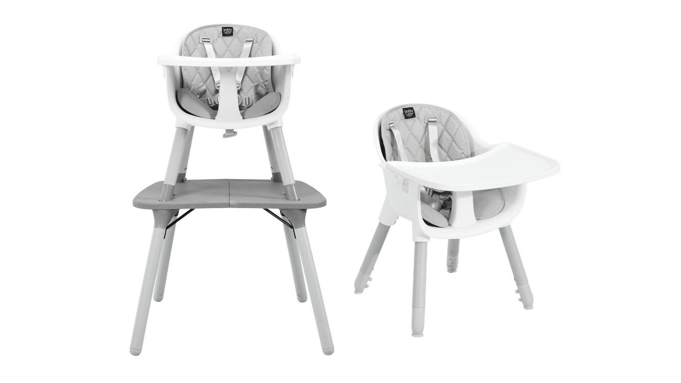 Costway 5-in-1 Convertible High Chair with Security Harness - Grey