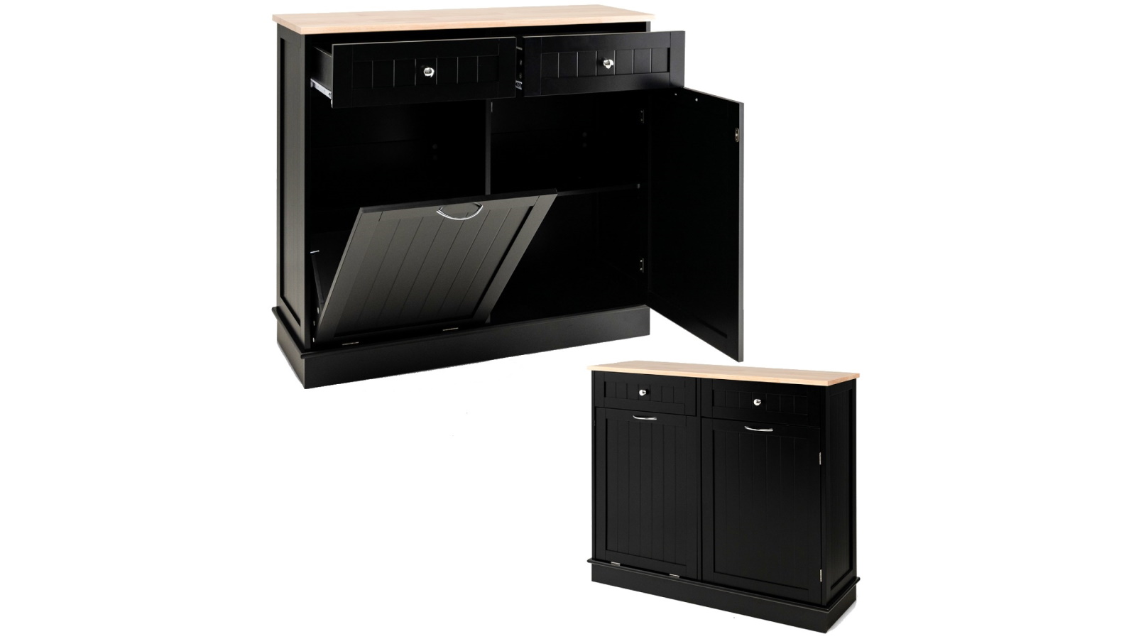 Costway Kitchen Storage Trash Cabinet with Drawers