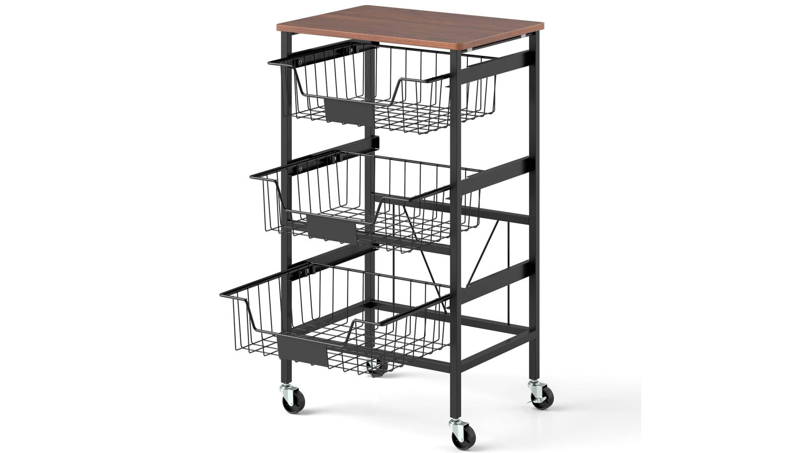 Costway 4 Tier Kitchen Storage Drawer Cart with Pull-out Baskets and DIY Chalk Labels Mobile Utility Trolley