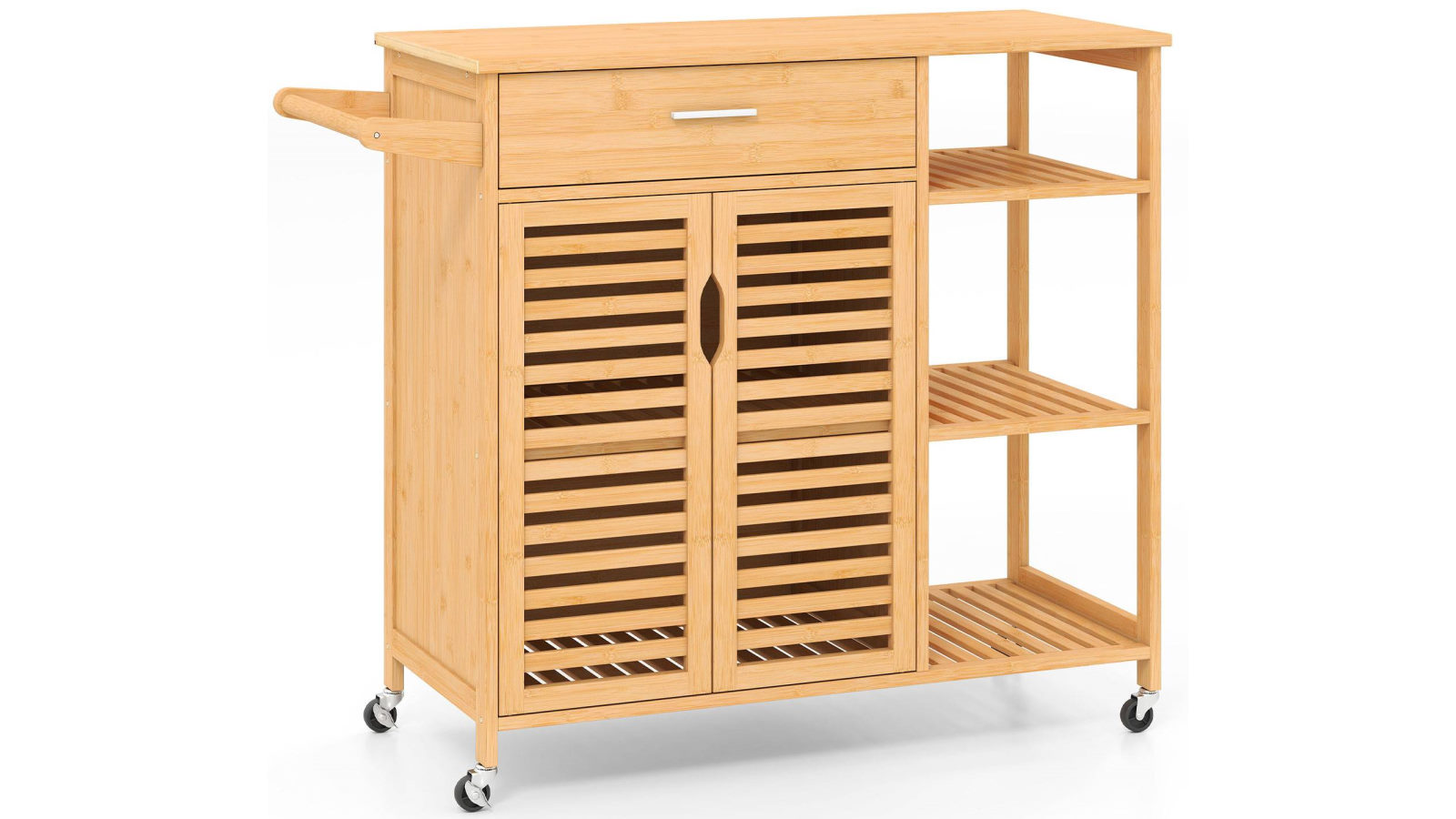 Costway Kitchen Island Trolley Cart with Drawer and Shelf Storage Cabinet Serving Utility Cart