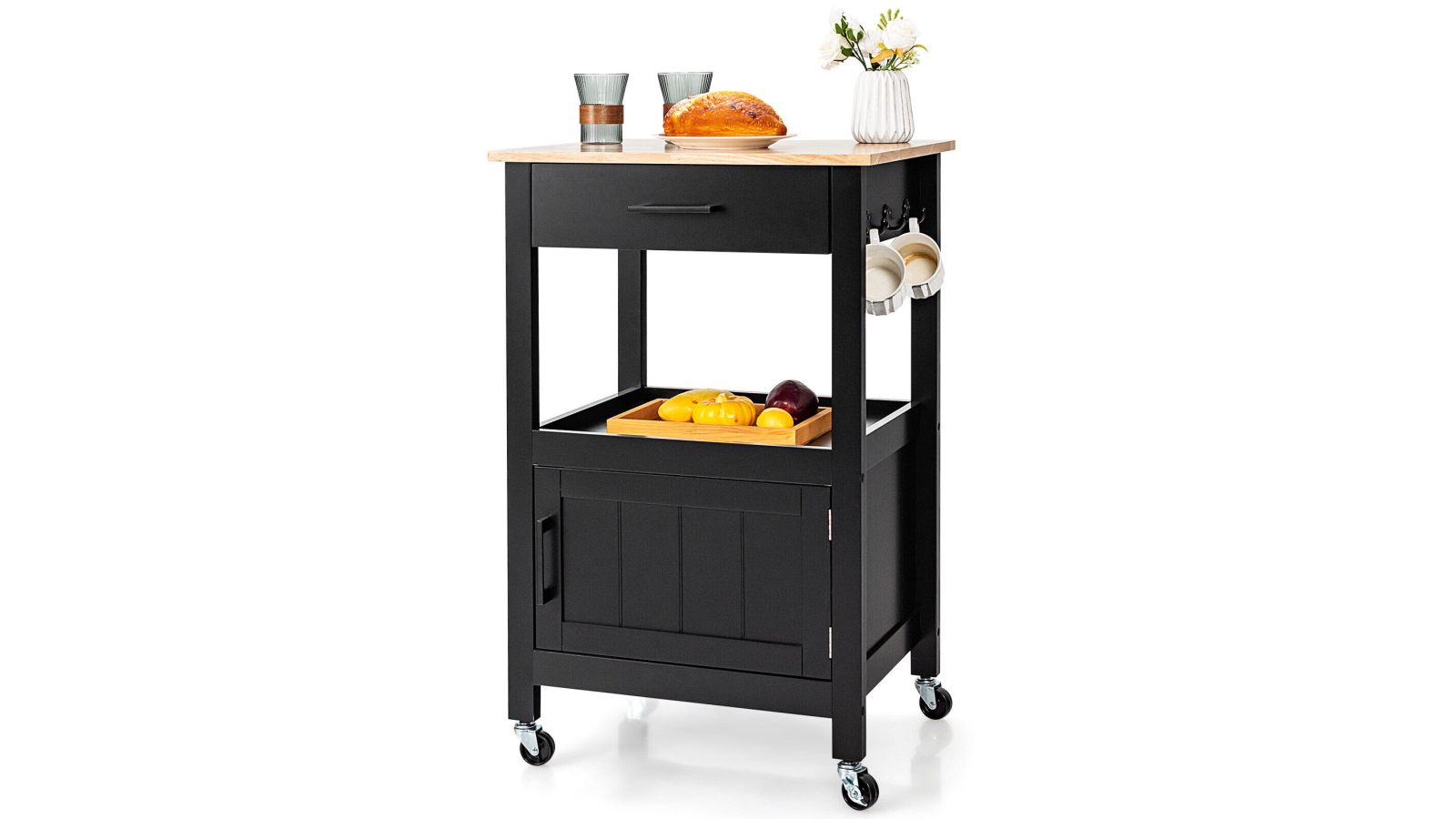 Costway Kitchen Island Trolley Buffet Storage Cart with Drawer