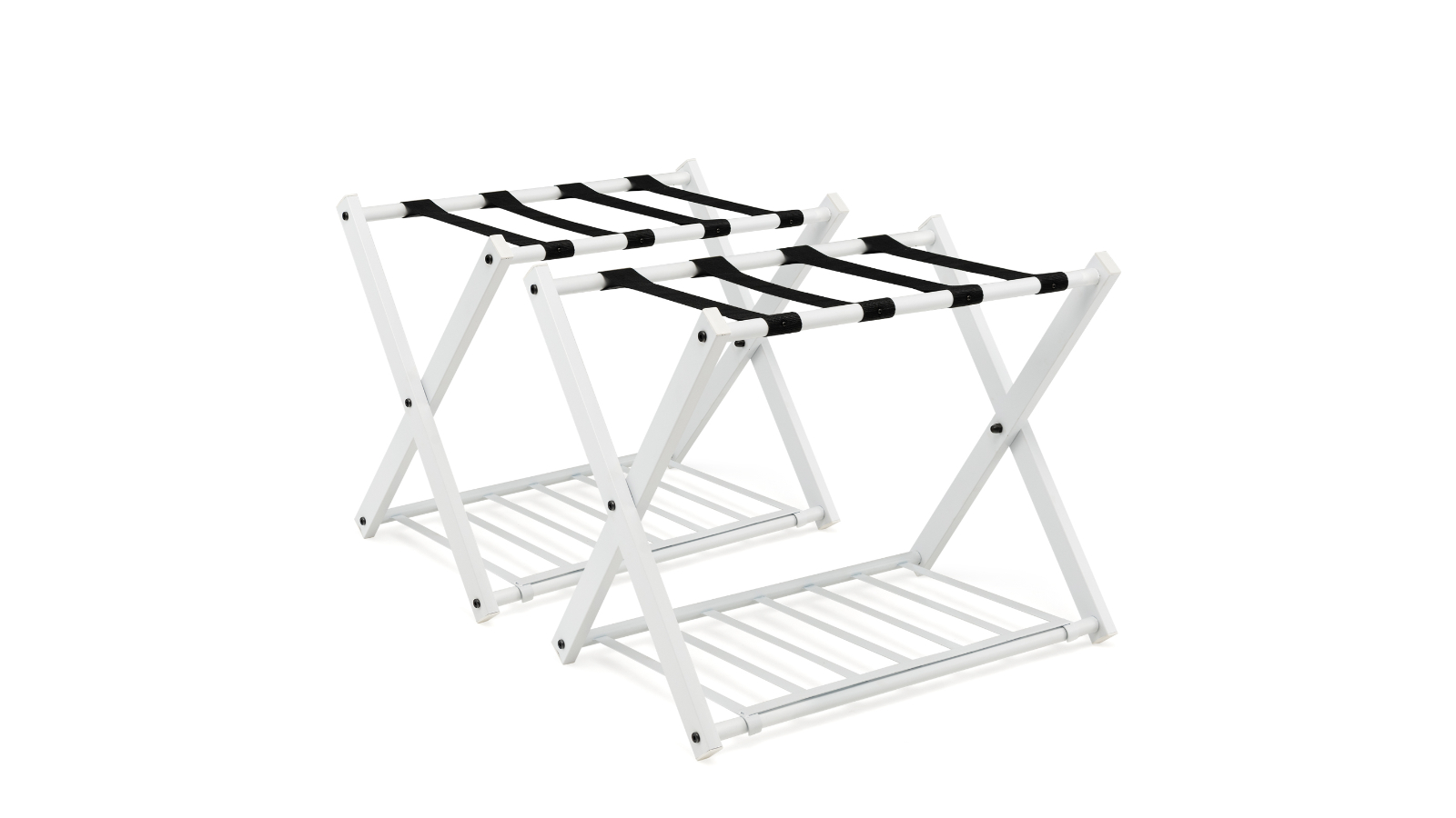 Costway 2 Piece Folding Iron Luggage Carrier with Shelf Bag Storage - White