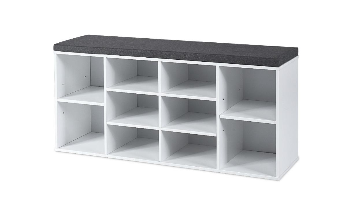 Costway Hallway Cupboard Shoe Storage Bench with Padded Seat - White