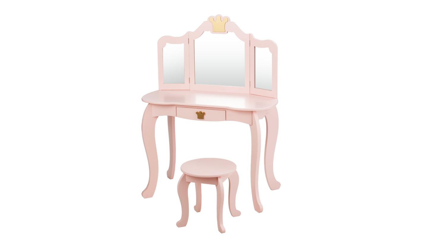 Costway Princess Vanity Table Stool Set with Drawer