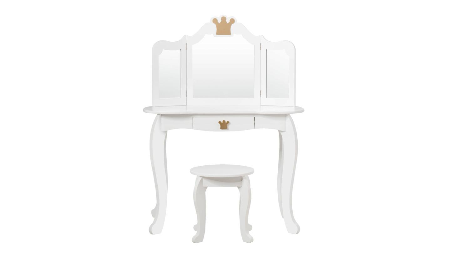 Costway Princess 2-in-1 Vanity Table Chair Set with Detachable Tabletop - White