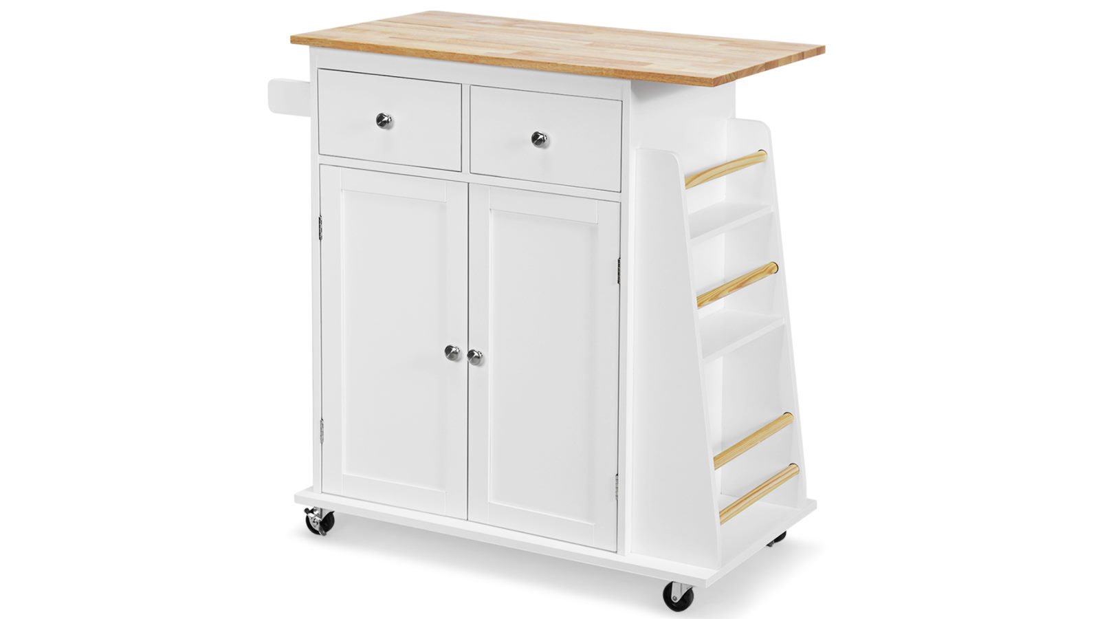 Costway Kitchen Island with Storage Trolley Cart 2 Door Cabinet - White