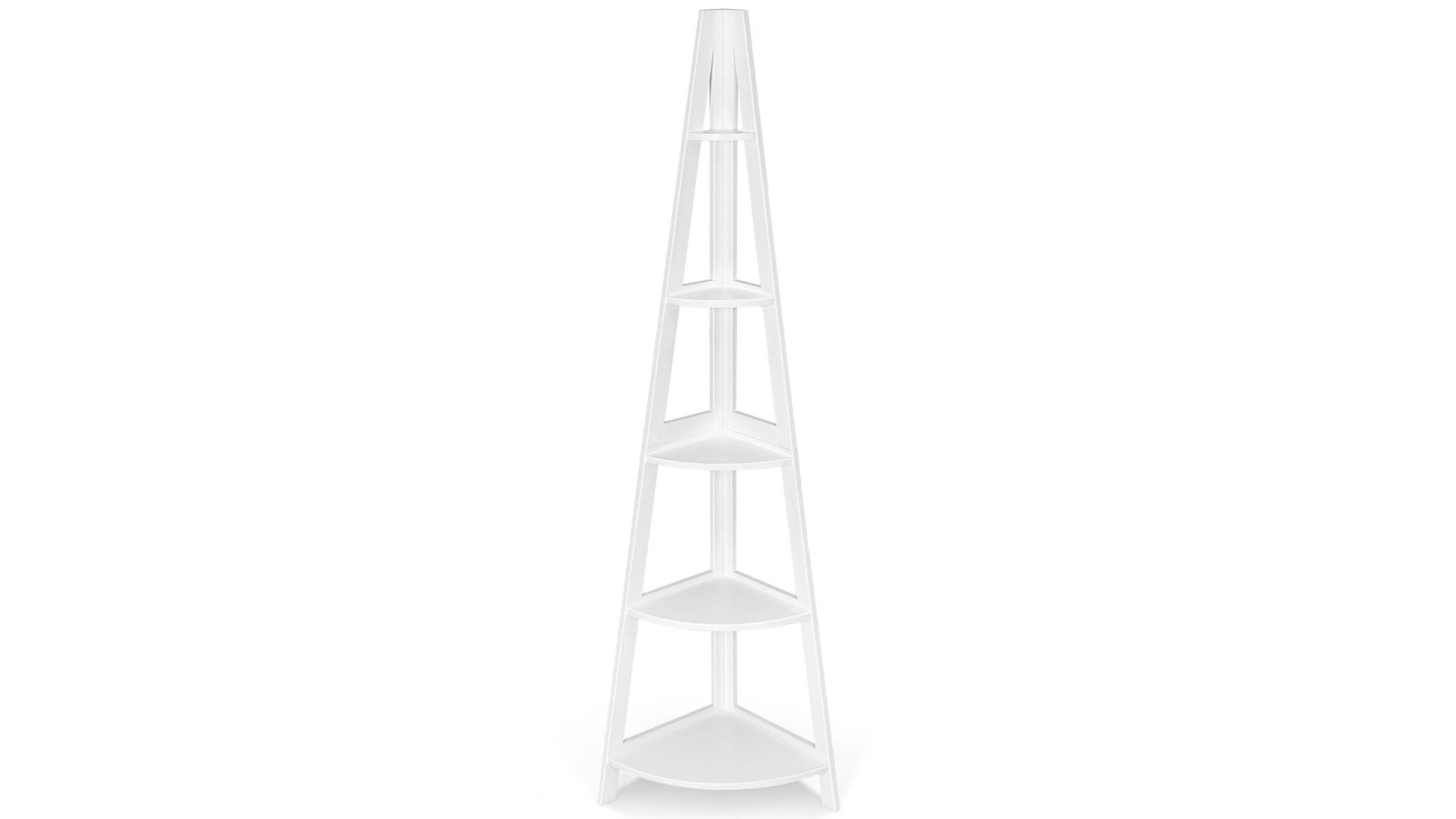 Costway 5-Tier Ladder Shelf Corner Display Rack Bookshelf Storage Plant Stand - White
