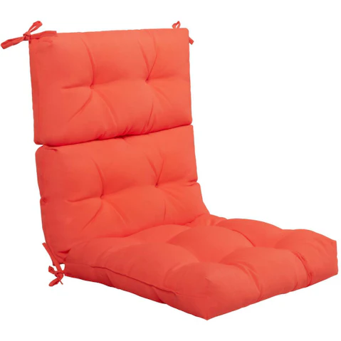 Costway High Back Patio Lounge Chair Cushion with Non-Slip Rope Belt - Orange