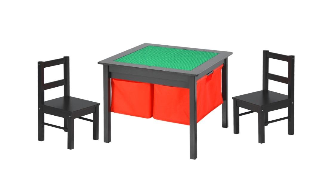 Costway 2-in-1 Writing Activity Play Table with 2 Storage Drawer - Brown