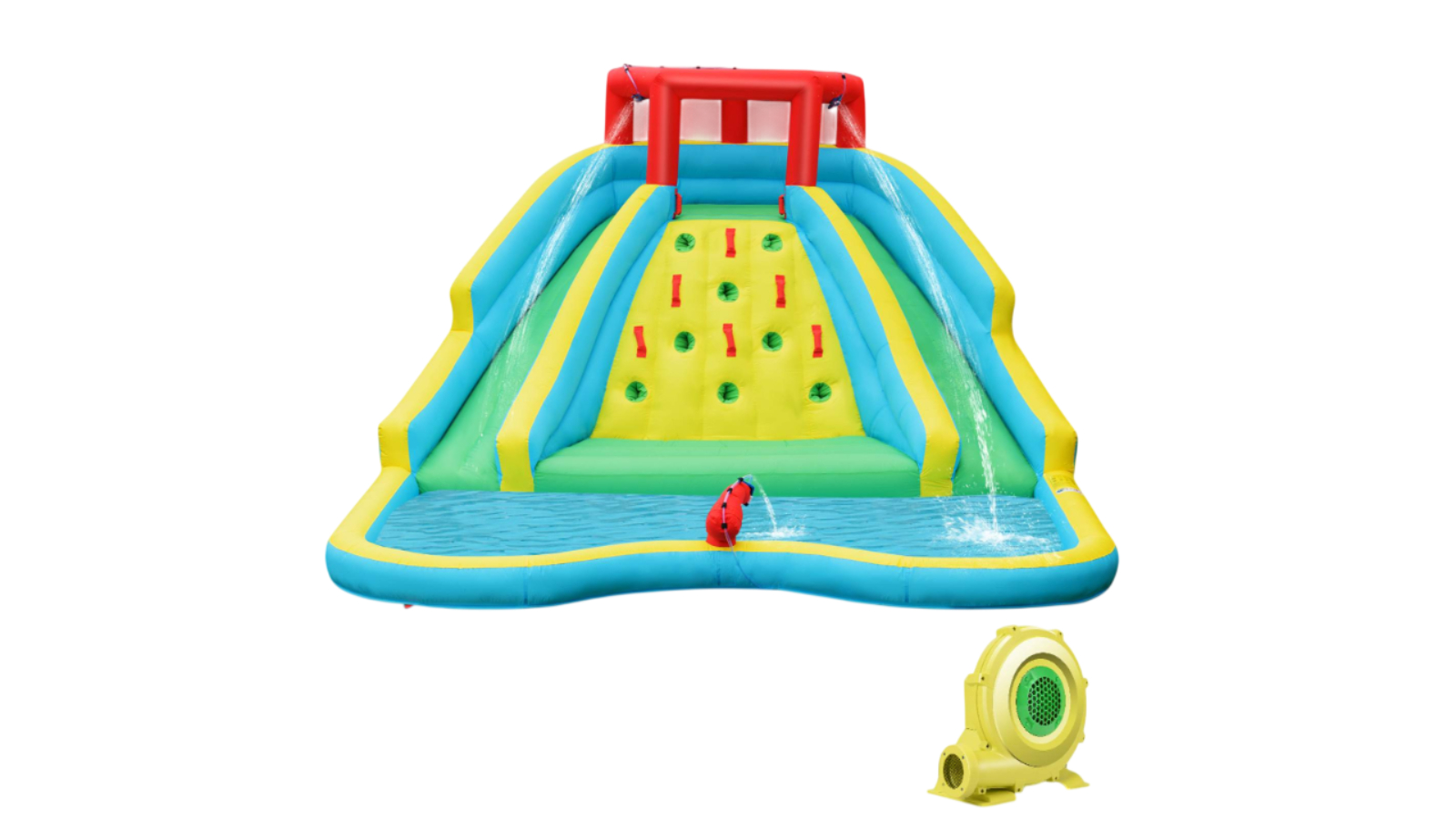 Costway Inflatable Water Park Bounce House with 2-Slide and Blower