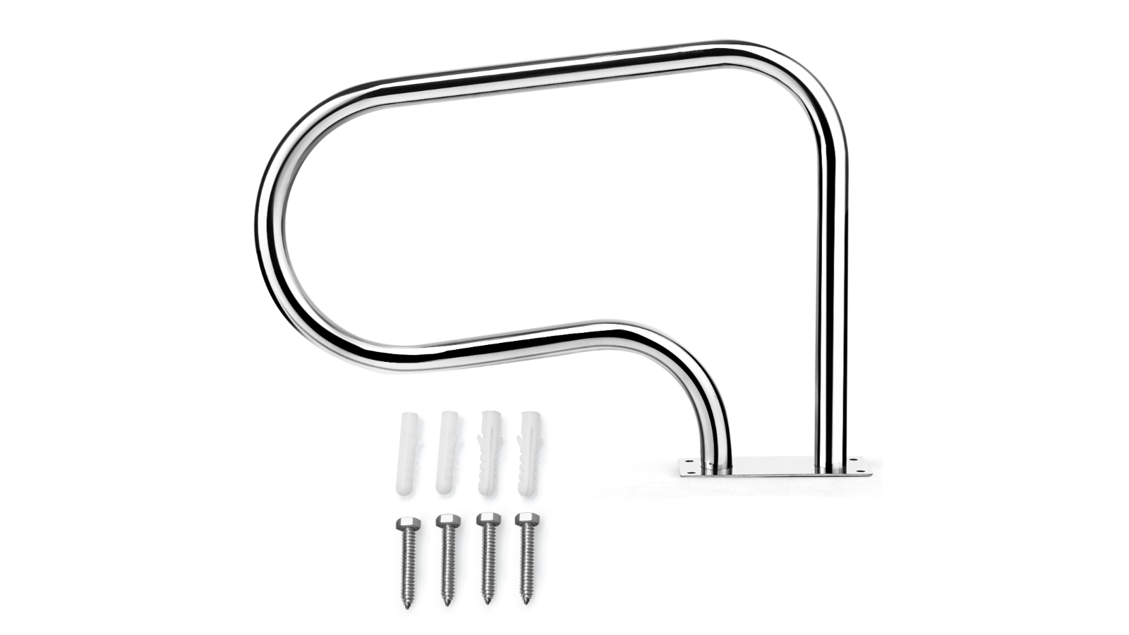 Costway Stainless Steel Swimming Pool Ladder Handrail with Base Plate