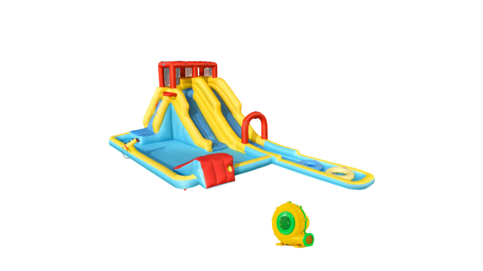 Costway 7-in-1 Inflatable Dual Water Slide with Blower