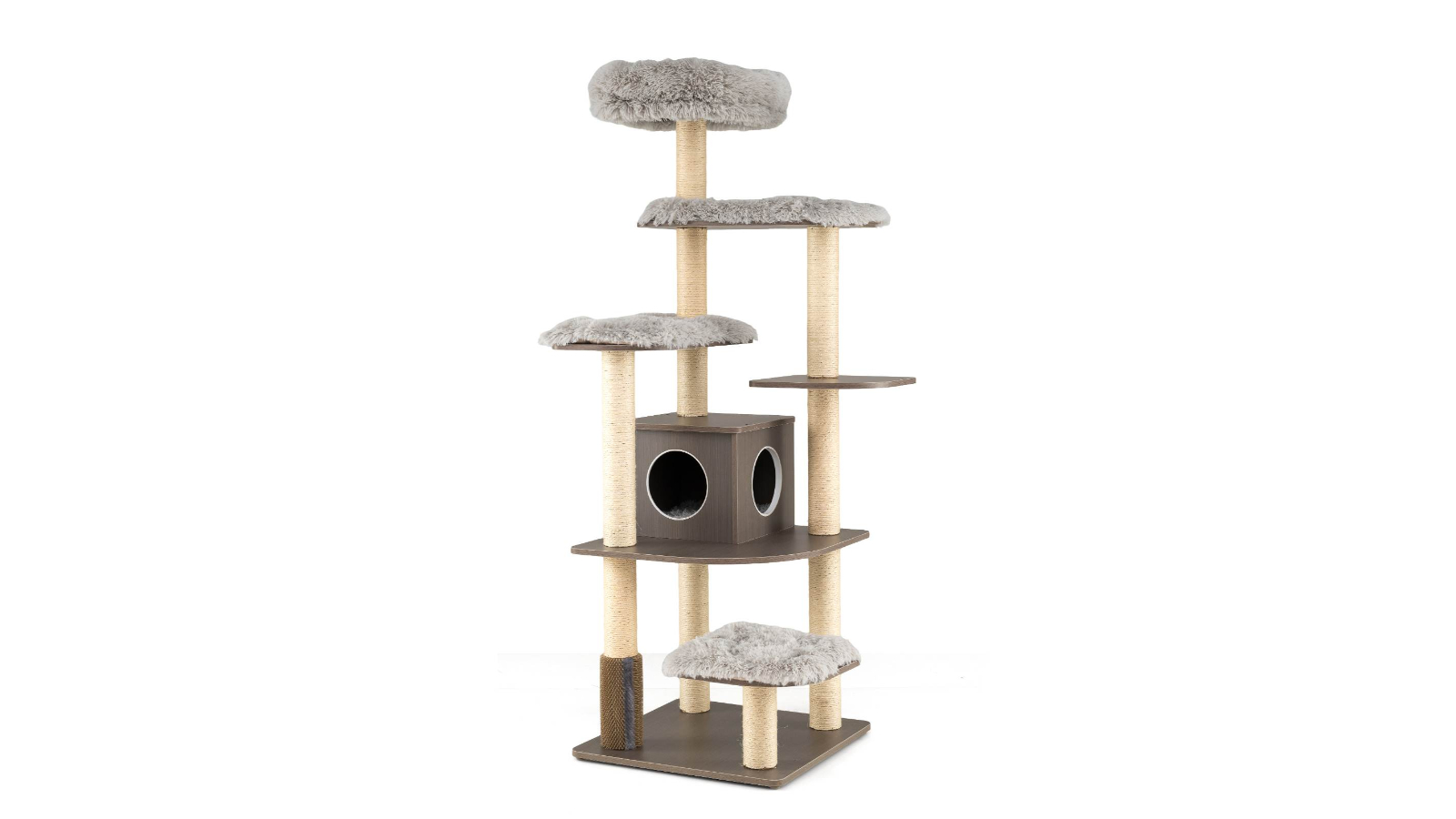 Costway 7-Layer Sisal Wooden Cat Tower with Perch and Cushion - 179cm