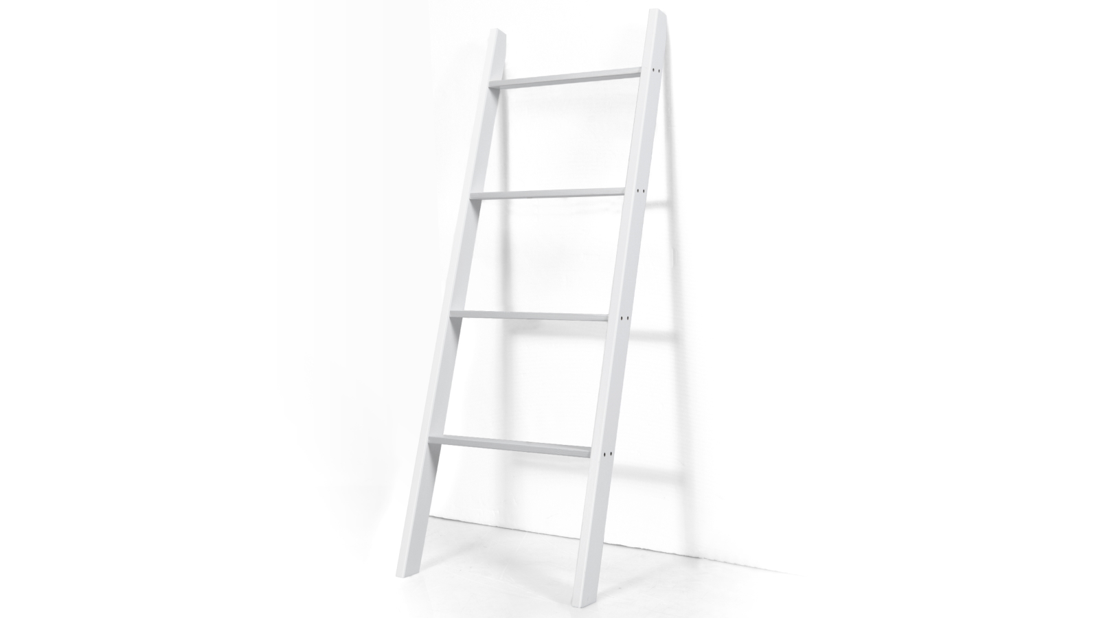 Costway 4-Tier Wall Leaning Blanket Wood Ladder - White