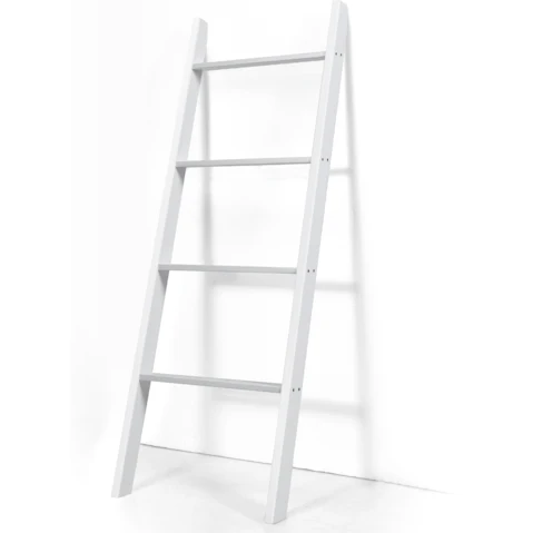 Costway 4-Tier Wall Leaning Blanket Wood Ladder - White