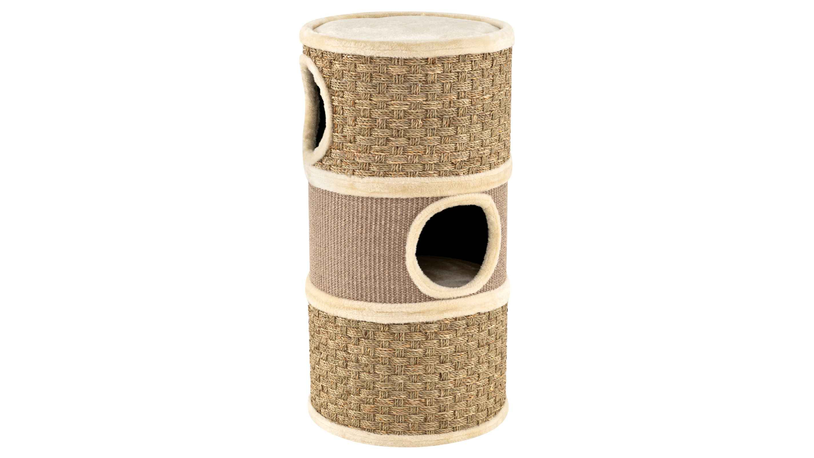 Costway 3-Storey Modern Sisal Cat House Scratcher with Plush Bed - 70cm