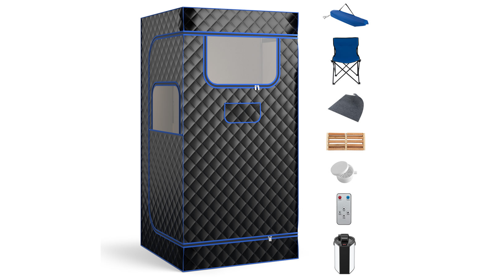 Costway 1000W Foldable Pop-Up Steam Sauna and Bath Tent with 3L Steamer/Foot Massager - Black