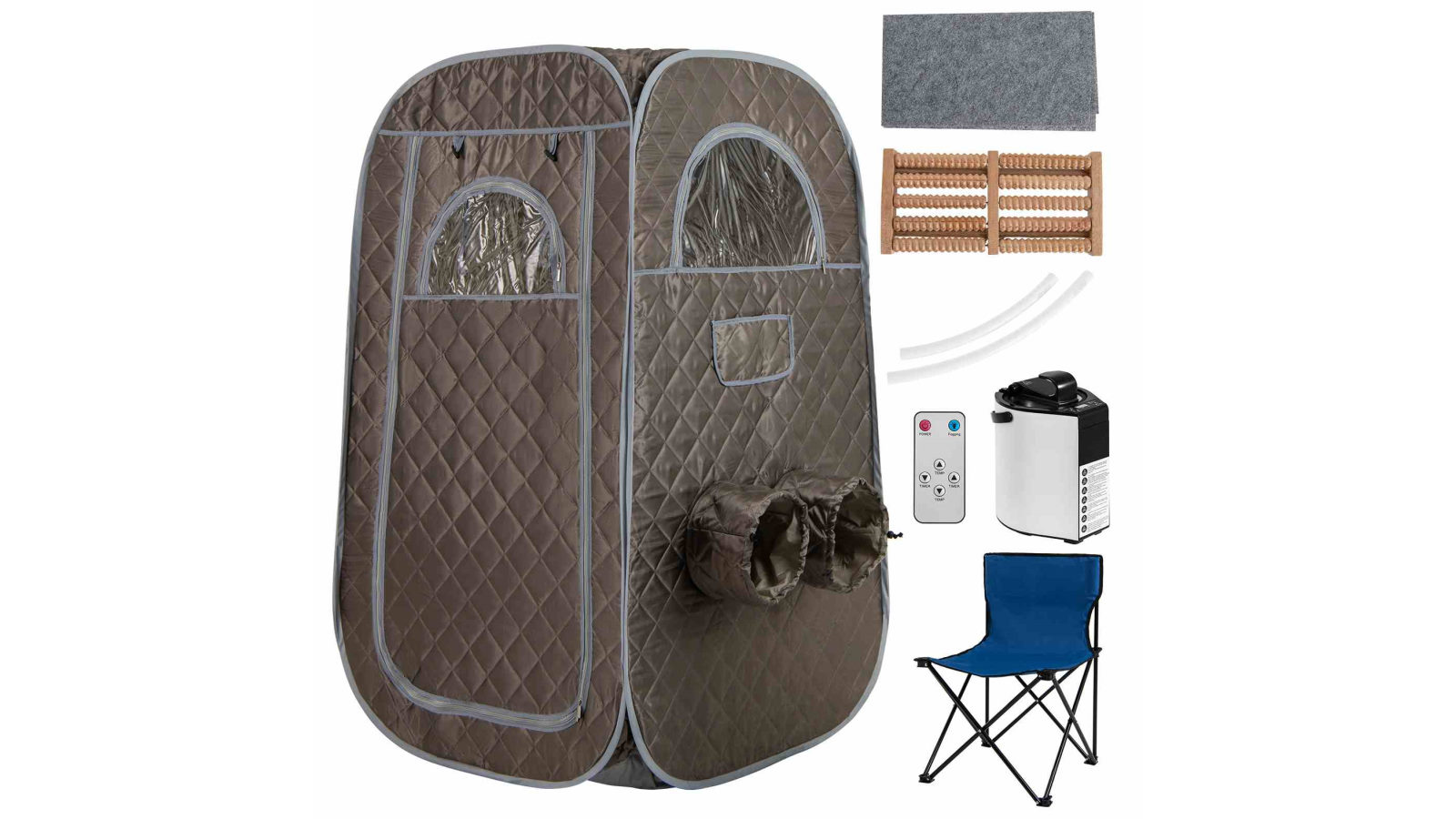 Costway 1000W Portable 3L Steam Sauna Tent with Timer and Foot Massager Spa - Grey