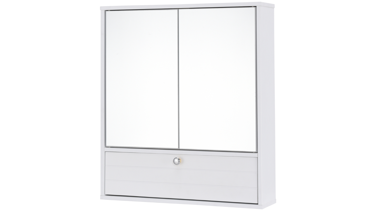Costway White Wall-Mounted Storage Cabinet with Mirror and Adjustable Shelf