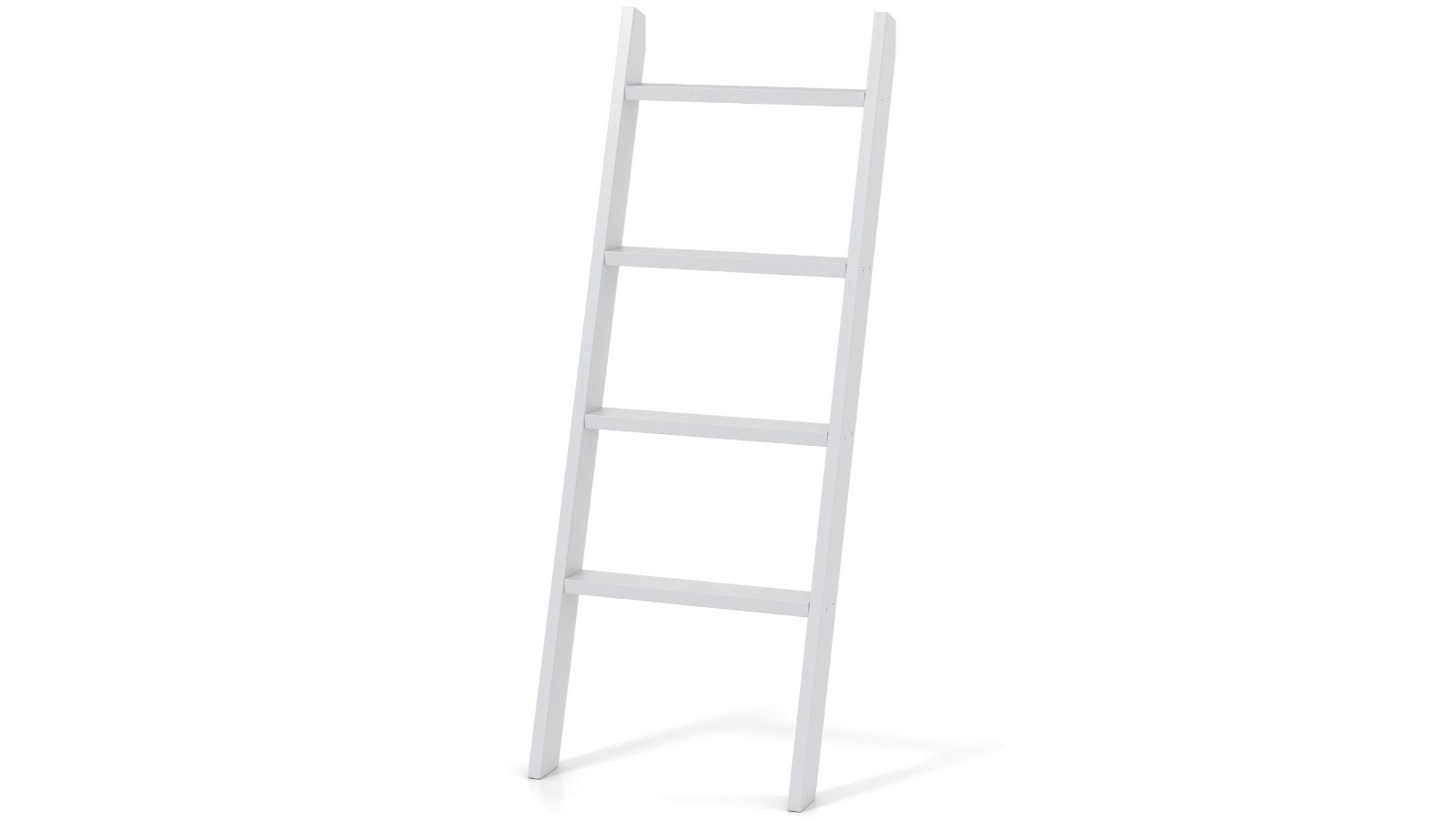 Costway 4-Tier Wood Wall Leaning Blanket Ladder Rack - White