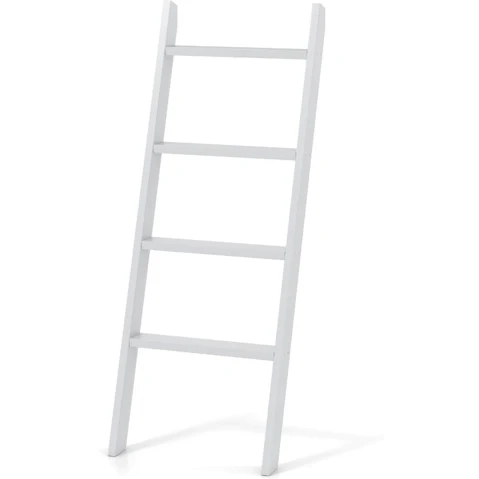 Costway 4-Tier Wood Wall Leaning Blanket Ladder Rack - White