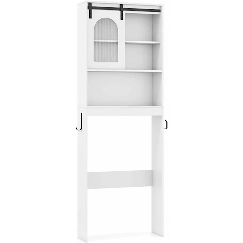 Costway Over-the-Toilet Open Shelf Storage Cabinet Rack with Sliding Barn