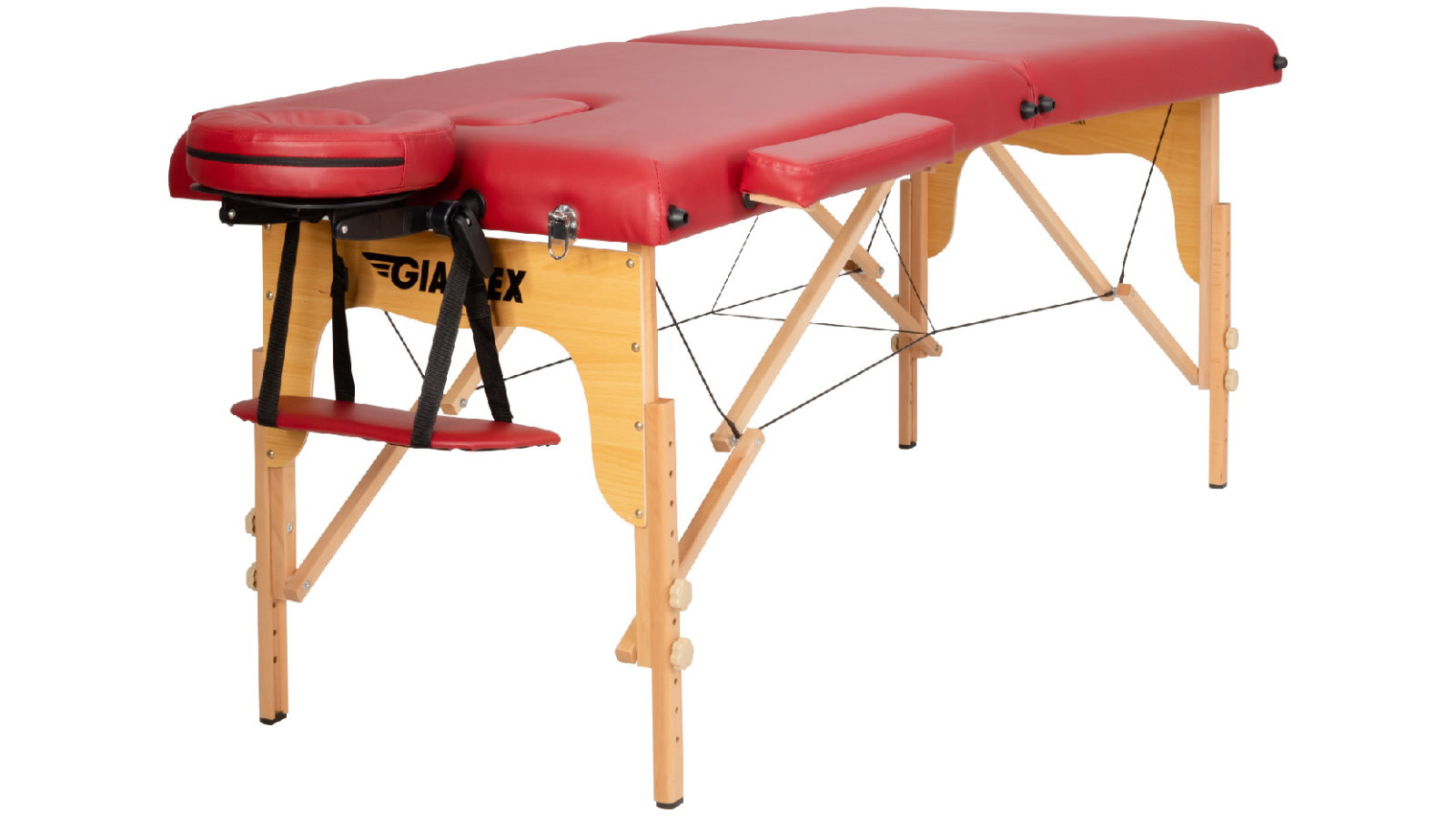 Costway 213cm 2 Fold Portable Massage Table with Adjustable Headrest Red Harvey Norman