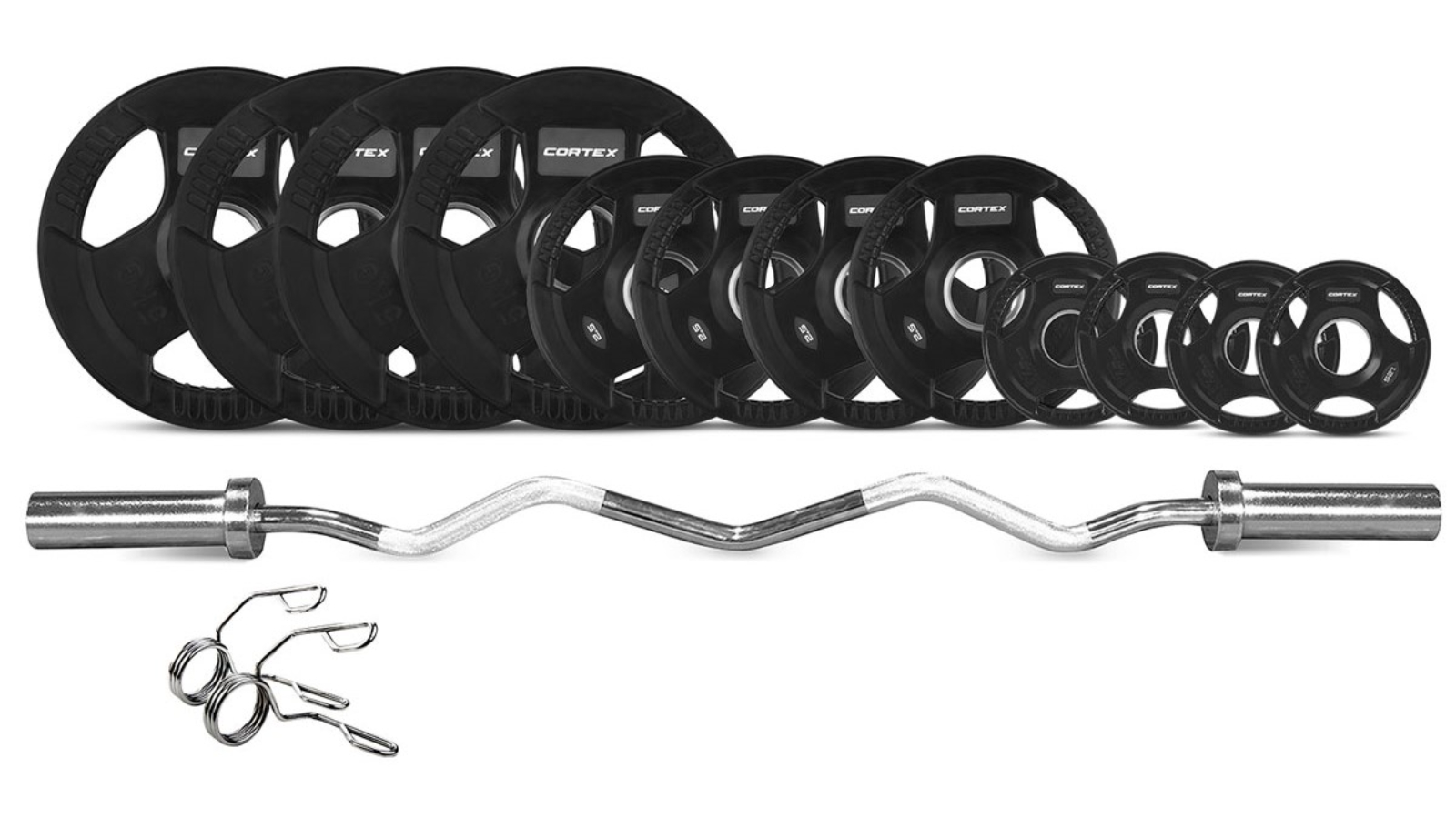 Cortex 5cm Tri-Grip V2 Olympic Curl Bar Set - 40kg