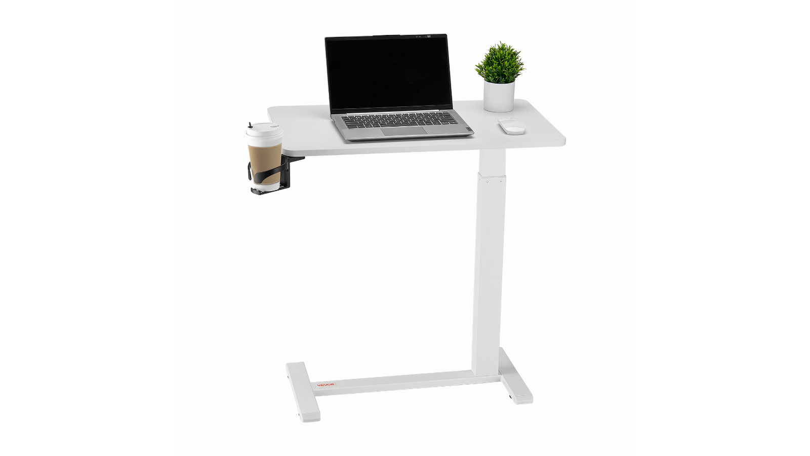 Vevor Overbed Table with 4 Hidden Wheel - White