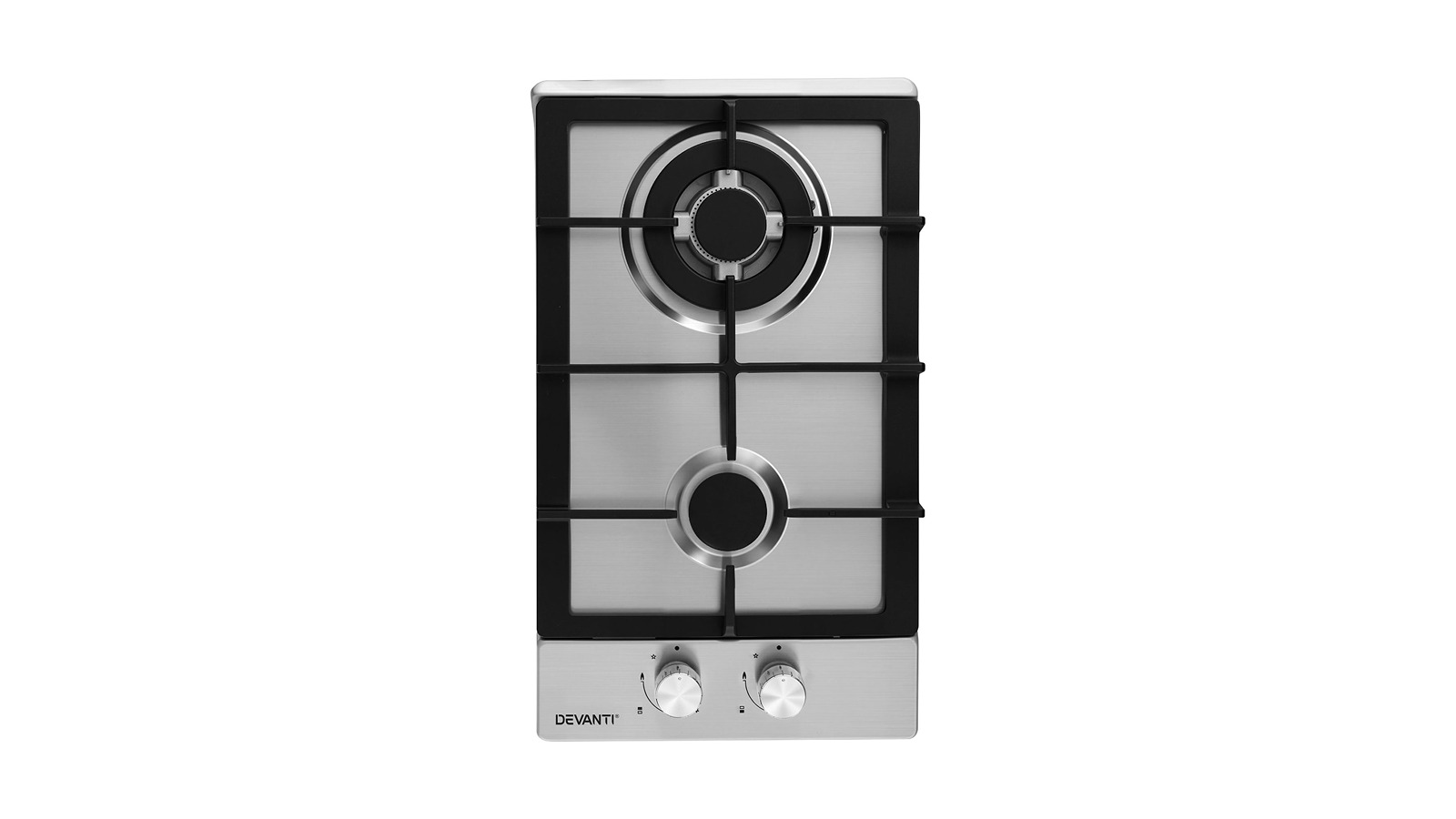 Devanti 30cm 2-Burner Gas Cooktop - Silver