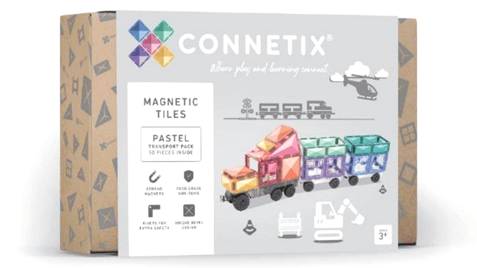 Connetix Pastel Transport 50 Piece Pack