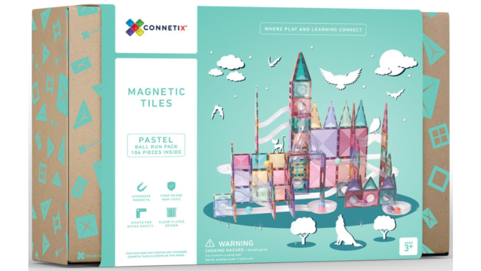 Connetix 106 Piece Pastel Ball Run Pack | Harvey Norman