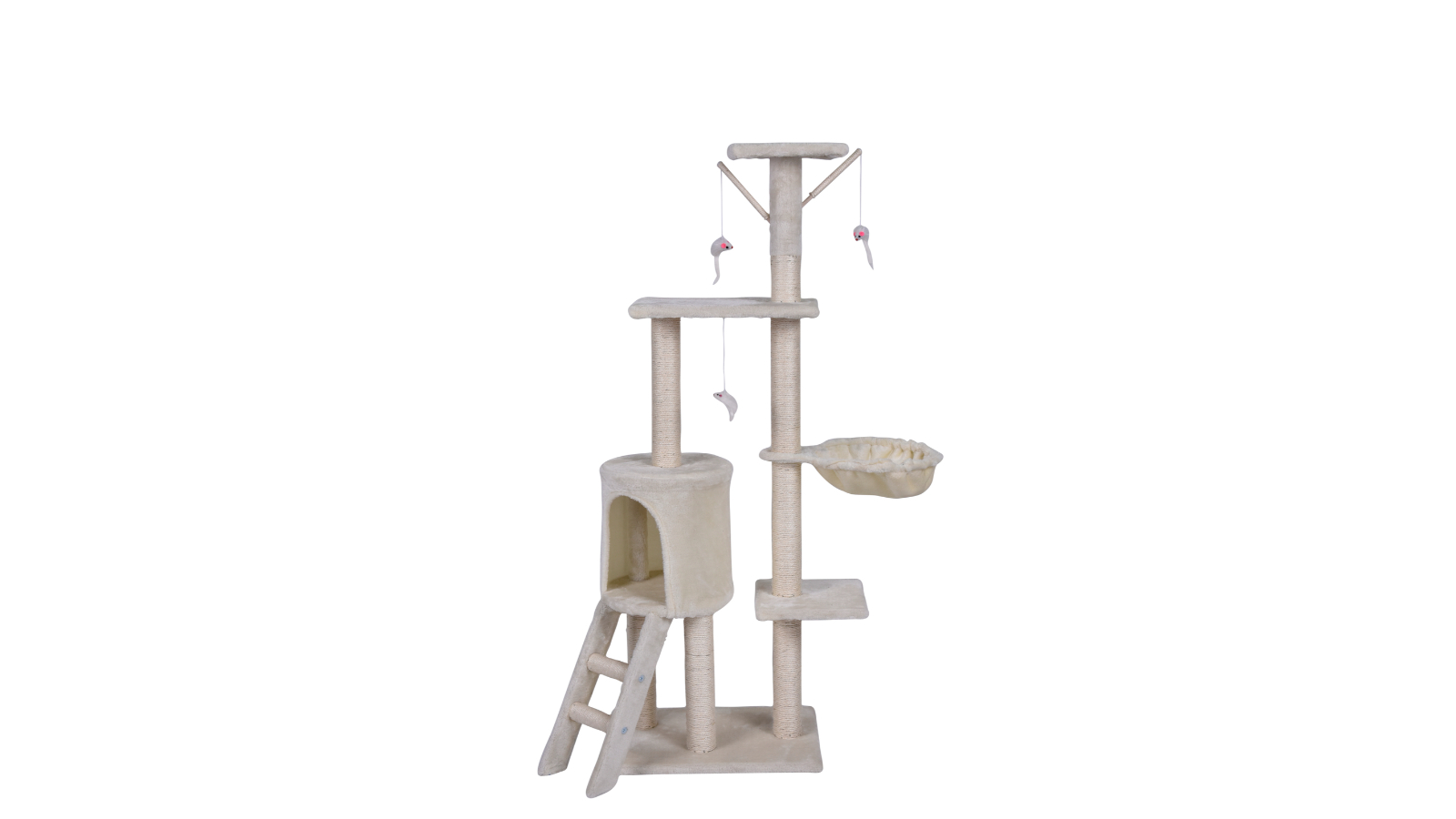YES4PETS 138cm Cat House Tower Scratching Post with Ladder - Beige