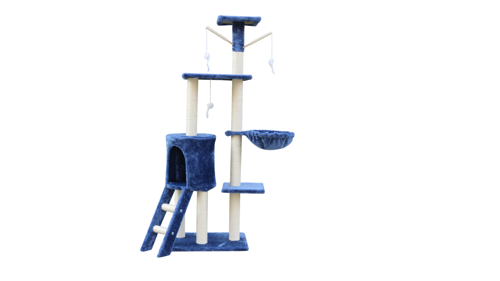 YES4PETS 138cm Cat House Tower Scratching Post with Ladder - Blue