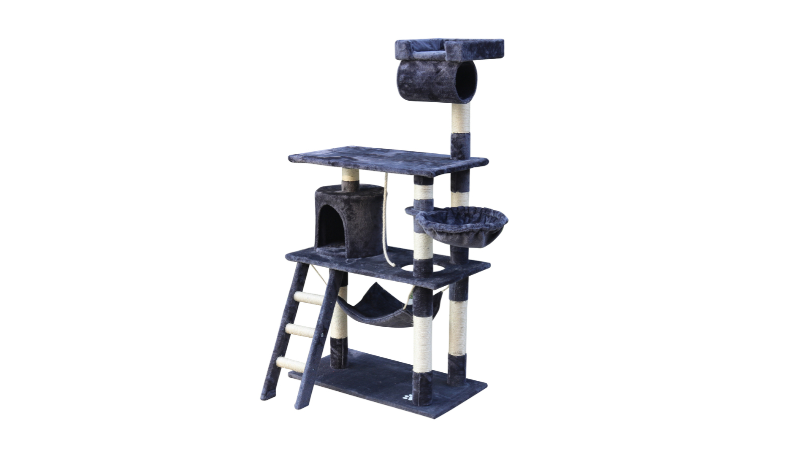 YES4PETS 140cm Cat Tree Scratching Post with Ladder and Hammock - Grey