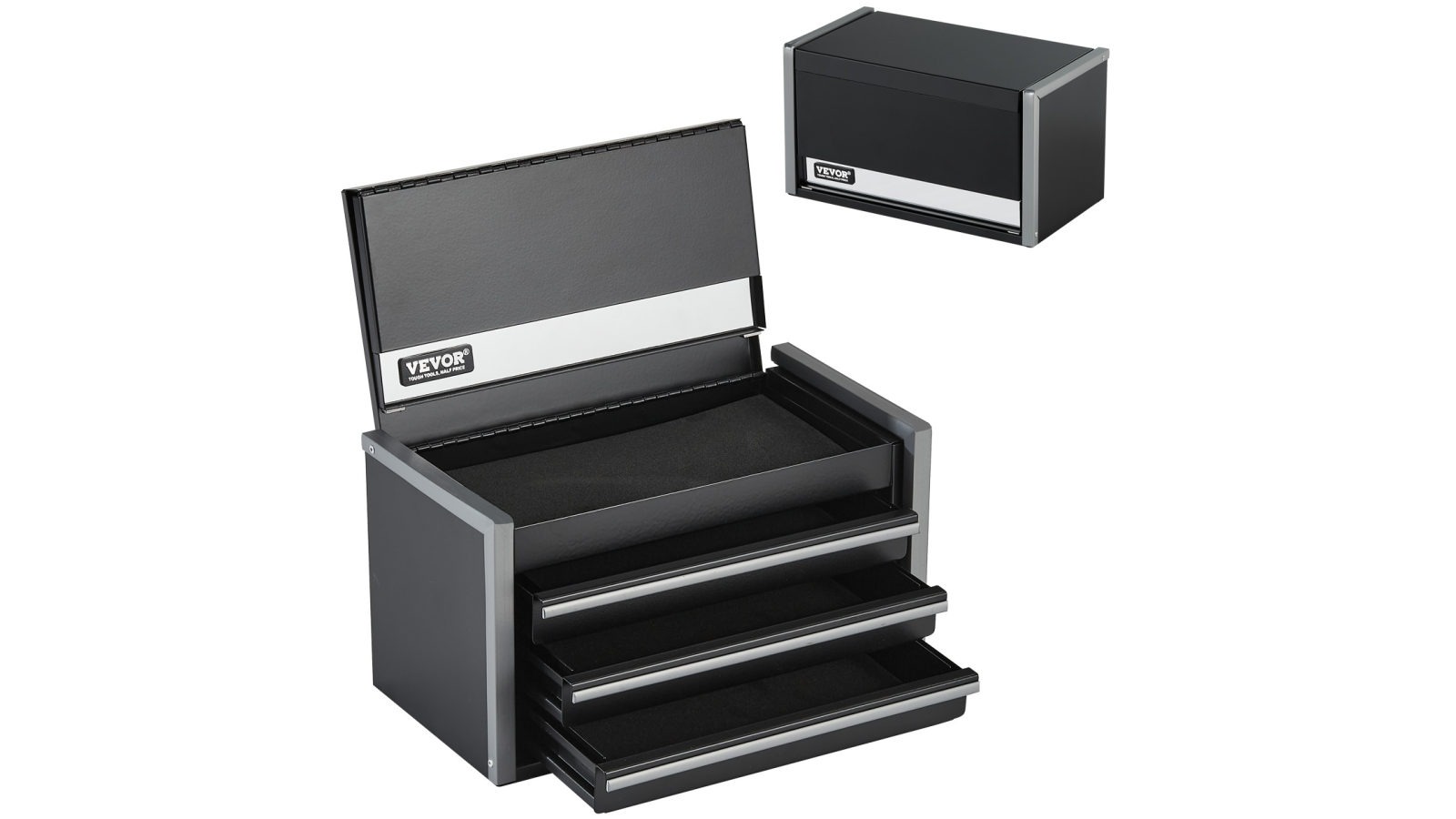 Vevor Tool Box 21.84cm Portable Metal Tool Box with 3 Drawers Tool Organizer