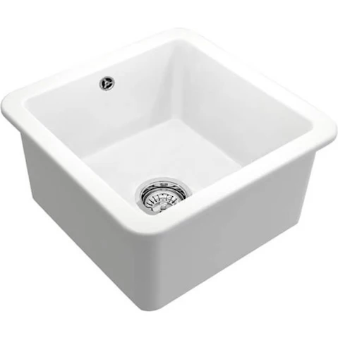 Turner Hastings Cuisine 46 x 46 Inset/Undermount Fine Fireclay Sink with Overflow - Matte White