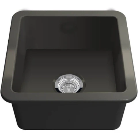 Turner Hastings Cuisine 46 x 46 Inset/Undermount Fine Fireclay Sink with Overflow - Matte Black