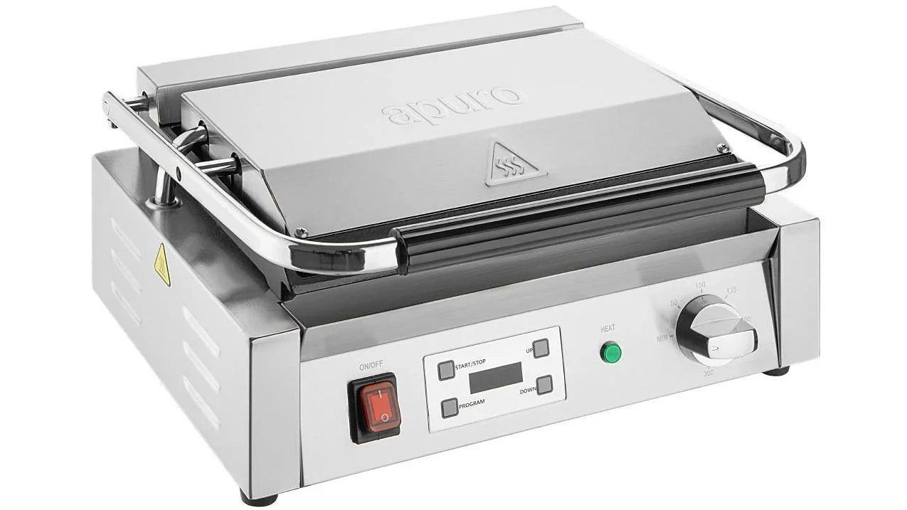 Apuro Large Flat Plate Contact Grill with Timer