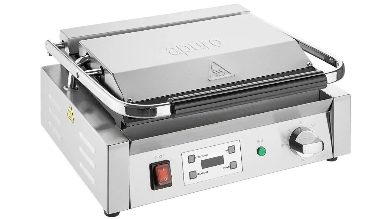 Apuro Extra Large Contact Grill with Ribbed and Flat Plate