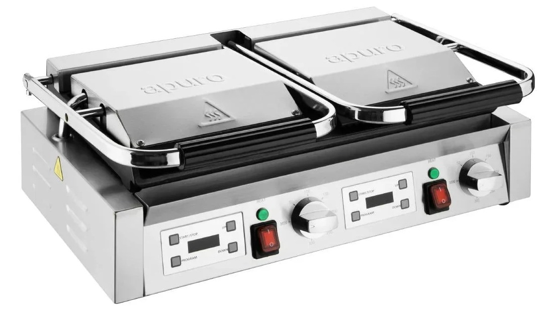 Apuro Double Flat Plate Contact Grill with Timer