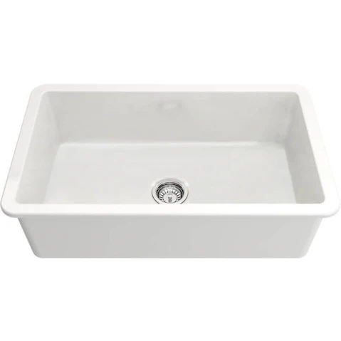 Turner Hastings Cuisine 81 x 48 Inset/Undermount Fine Fireclay Sink with Overflow - Matte White