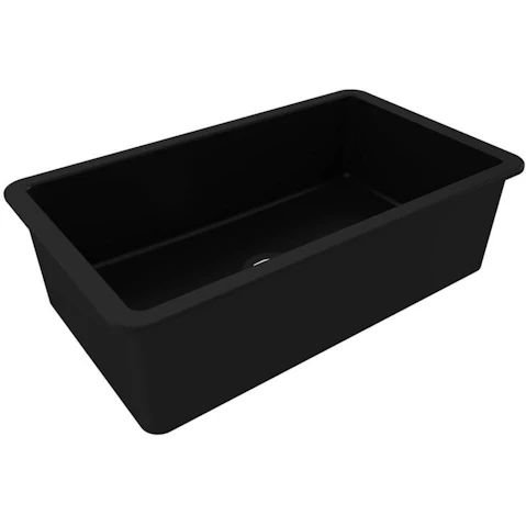 Turner Hastings Cuisine 81 x 48 Double Inset/Undermount Fine Fireclay Sink with Overflow - Matte Black