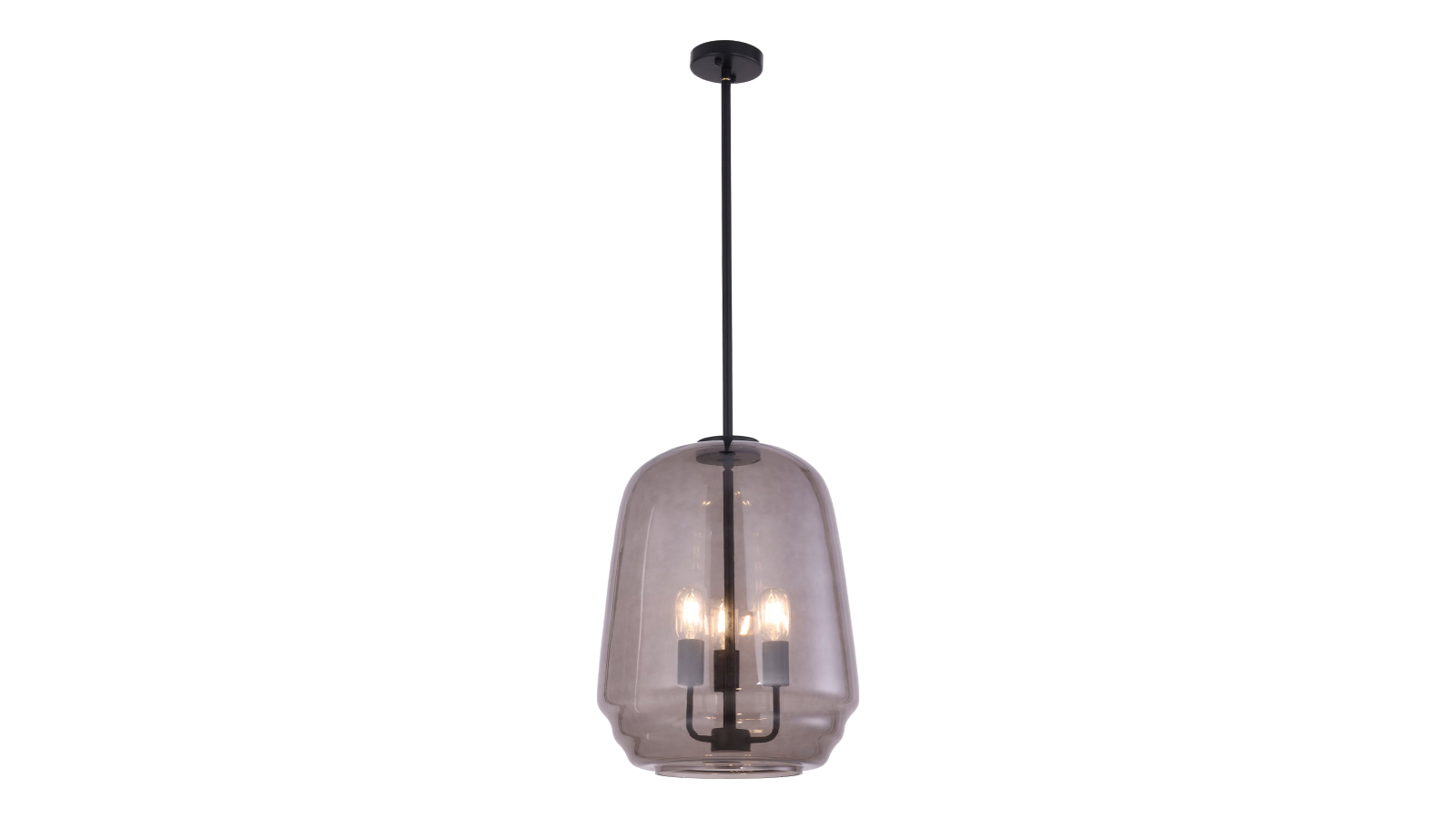 CLA Lighting Smokey Black Round Pyramid Glass Shade Interior Pendant Light