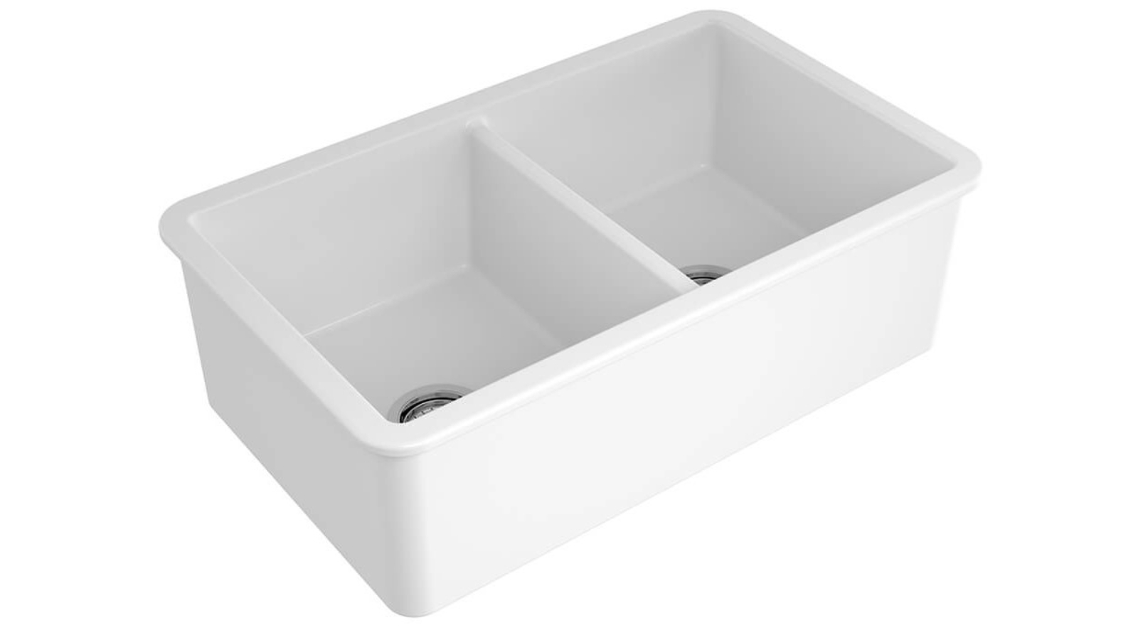 Turner Hastings Cuisine 85 x 46 Double Inset/Undermount Fine Fireclay Sink - Matte White 