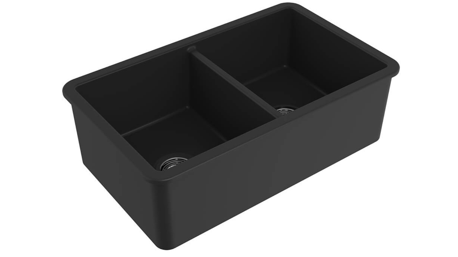 Turner Hastings Cuisine 85 x 46 Double Inset/Undermount Fine Fireclay Sink with Overflow - Matte Black