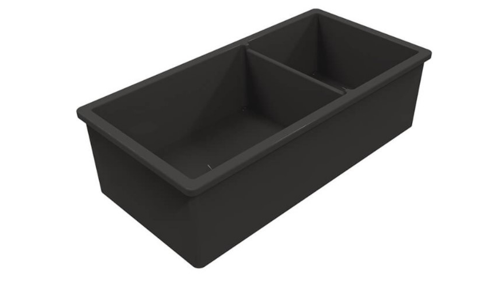 Turner Hastings Cuisine One and Half Bowl Inset/Undermount Fine Fireclay Sink with Overflow - Matte Black