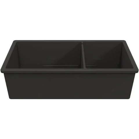 Turner Hastings Cuisine 81 x 49 One and a Half Bowl Inset/Undermount Fine Fireclay Sink - Matte Black