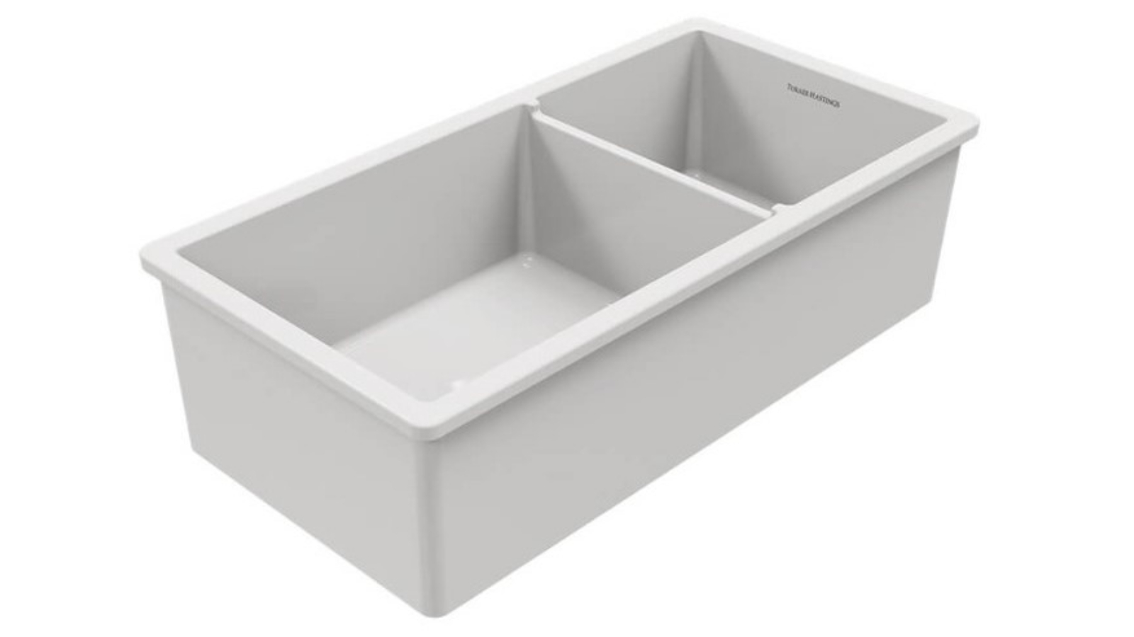 Turner Hastings Cuisine One and Half Bowl Inset/Undermount Fine Fireclay Sink with Overflow - Gloss White